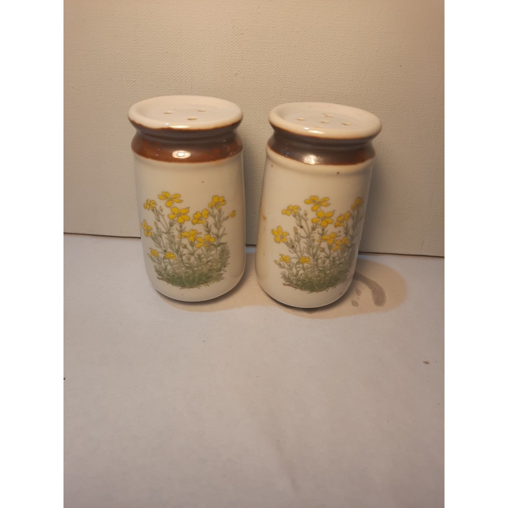 Vintage Counterpoint San Francisco Floral Salt, Pepper Shaker Set yellow flowers